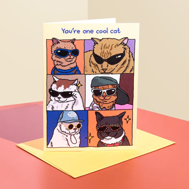 การ์ดอวยพร  You're One Cool Cat น่ารัก การ์ดวันเกิด ลายแมว การ์ดให้แฟน จีบแฟน | funny cat birthday c