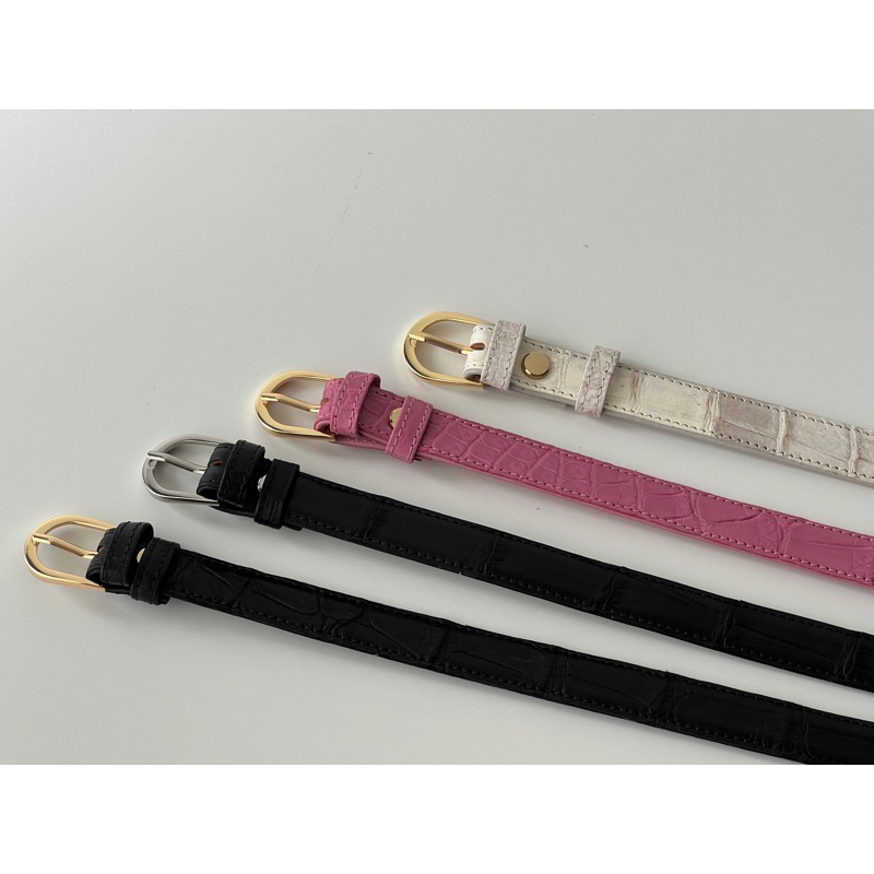 ⚡️พร้อมส่ง⚡️ RATCHA_Belt เข็ดขัดหนังจระเข้แท้ เข็มขัดผู้หญิง หัวเข็มขัดแบบเข็มเจาะ ขนาด 3/4 นิ้ว