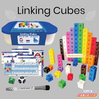 * ออกบิล (ทักแชท)ชุดคณิตศาตร์ตัวต่อลูกบาศก์ 100 ชิ้น Linking Cubes กล่องใหญ่