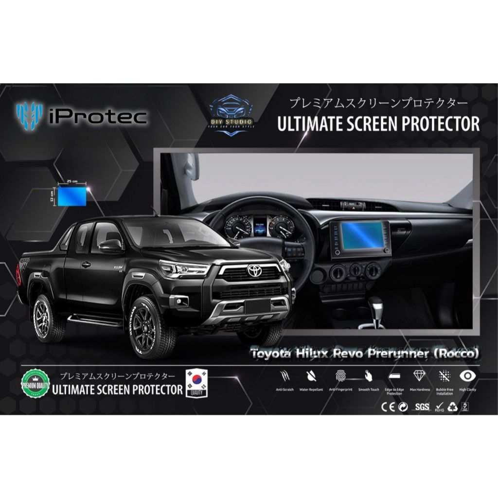 iProtec ฟิล์มกันรอยหน้าจอภายใน NANO GLASS 9H รุ่นTOYOTA Hilux Revo Prerunner (Rocco) ป้องกัน คมชัด ส