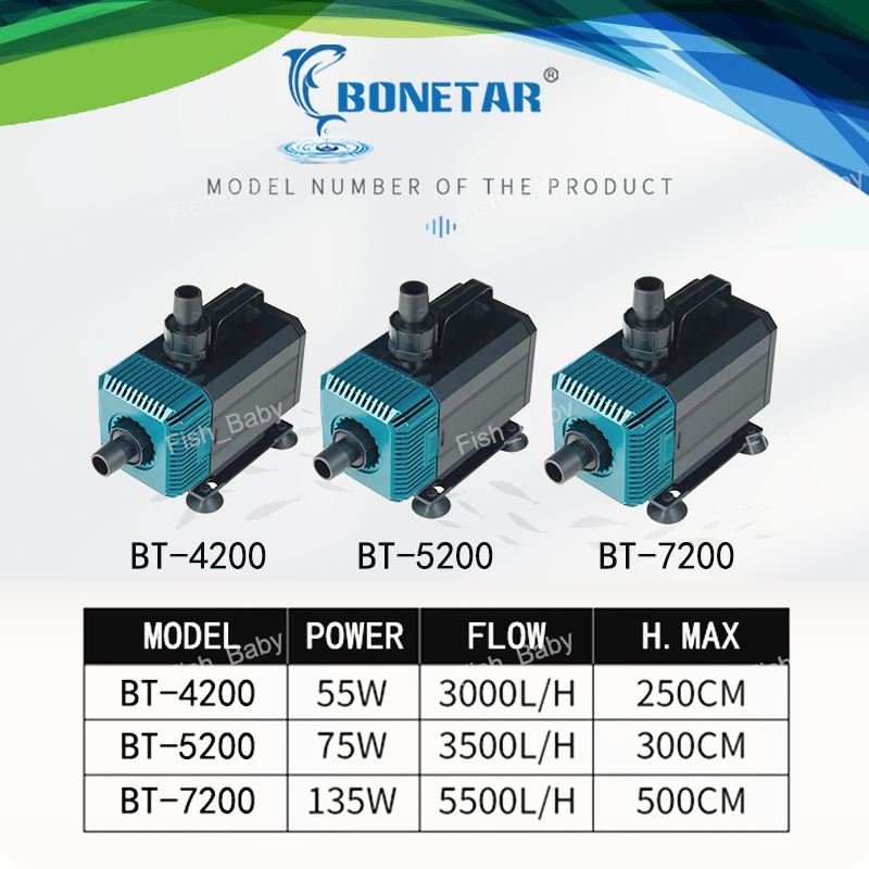 Bonetar ปั๊มน้ำ BT-4200/BT-7200/BT-5200 ปั๊มน้ำตู้ปลา ทำน้ำตู้ ทำน้ำพุ บ่อปลาสำหรับบ่อกรอง
