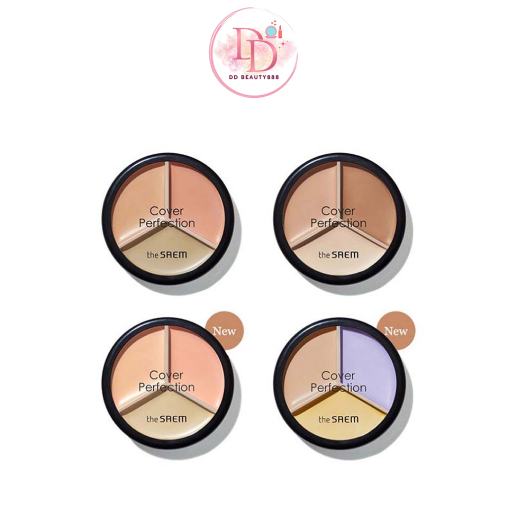 คอนซีลเลอร์ The Saem Cover Perfection Triple Pot Concealer เนื้อบาล์ม เนื้อกึ่งแมทท์ เกลี่ยง่าย