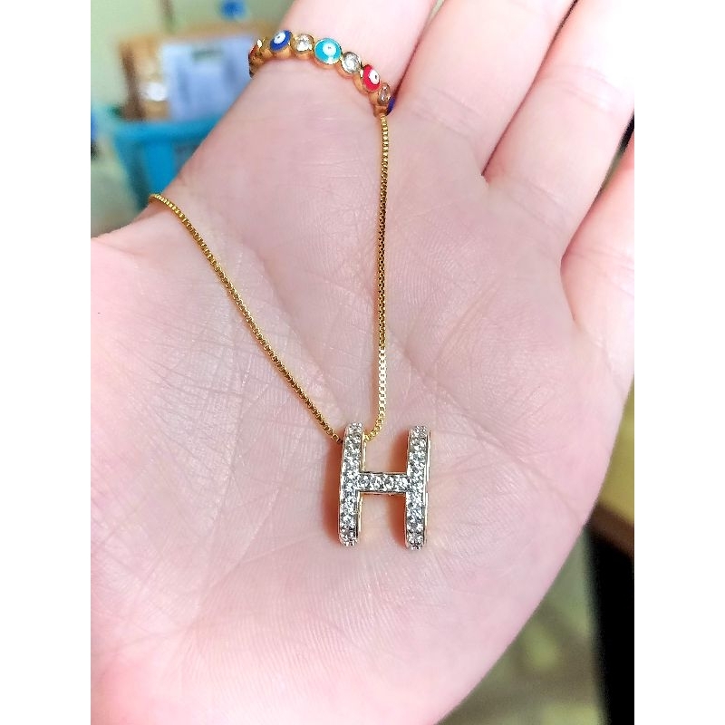 สร้อยคอเศษทอง18นิ้ว พร้อมจี้ตัวH