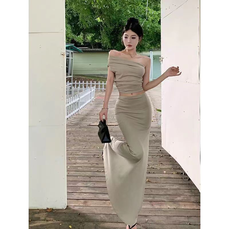 ชุดเดรส, เซ็กซี่ฤดูร้อนใหม่บางหางปลาสะโพกกระโปรงยาวเซ็กซี่ชุดสองชิ้น
