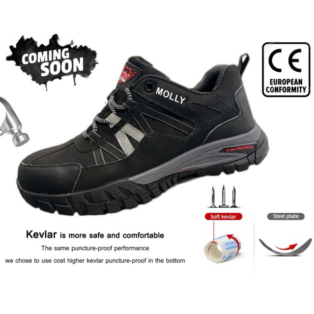 รองเท้าผ้าใบเซฟตี้ รุ่น Molly หัวเหล็ก เสริมแผ่นเคฟล่า Safety Sneaker