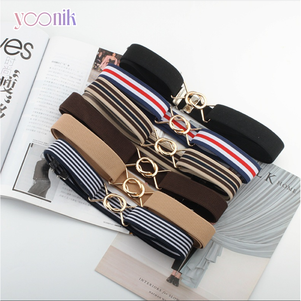 Yoonik เข็มขัดยางยืด พร้อมหัวโลหะ ใส่สบาย ไม่พันกัน สำหรับผู้หญิง