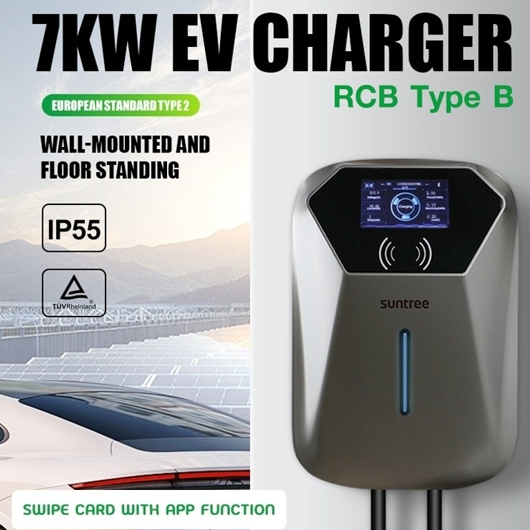 เครื่องชาร์จรถยนต์ไฟฟ้า Suntree  EV Charger 7KW/32A 4.3 Inch LCD Type 2