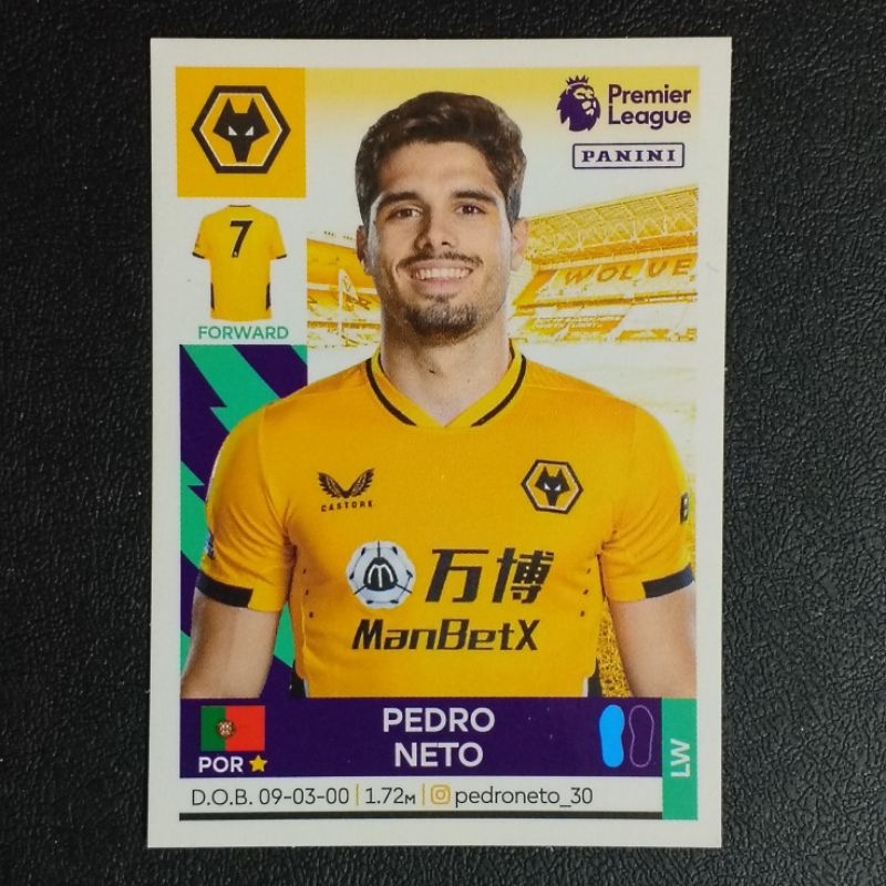 สติ๊กเกอร์ เปโดร เนโต้ PEDRO NETO PANINI STICKER PREMIER LEAGUE 2022 COLLECTION