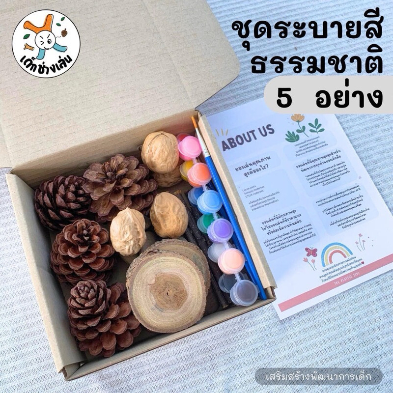 ชุดระบายสีวัสดุธรรมชาติ 5 อย่าง ชุดของเล่นพกพาสะดวก ของเล่นเสริมทักษะ  ของเล่นแนว sensory play Montessori workshopเด็ก