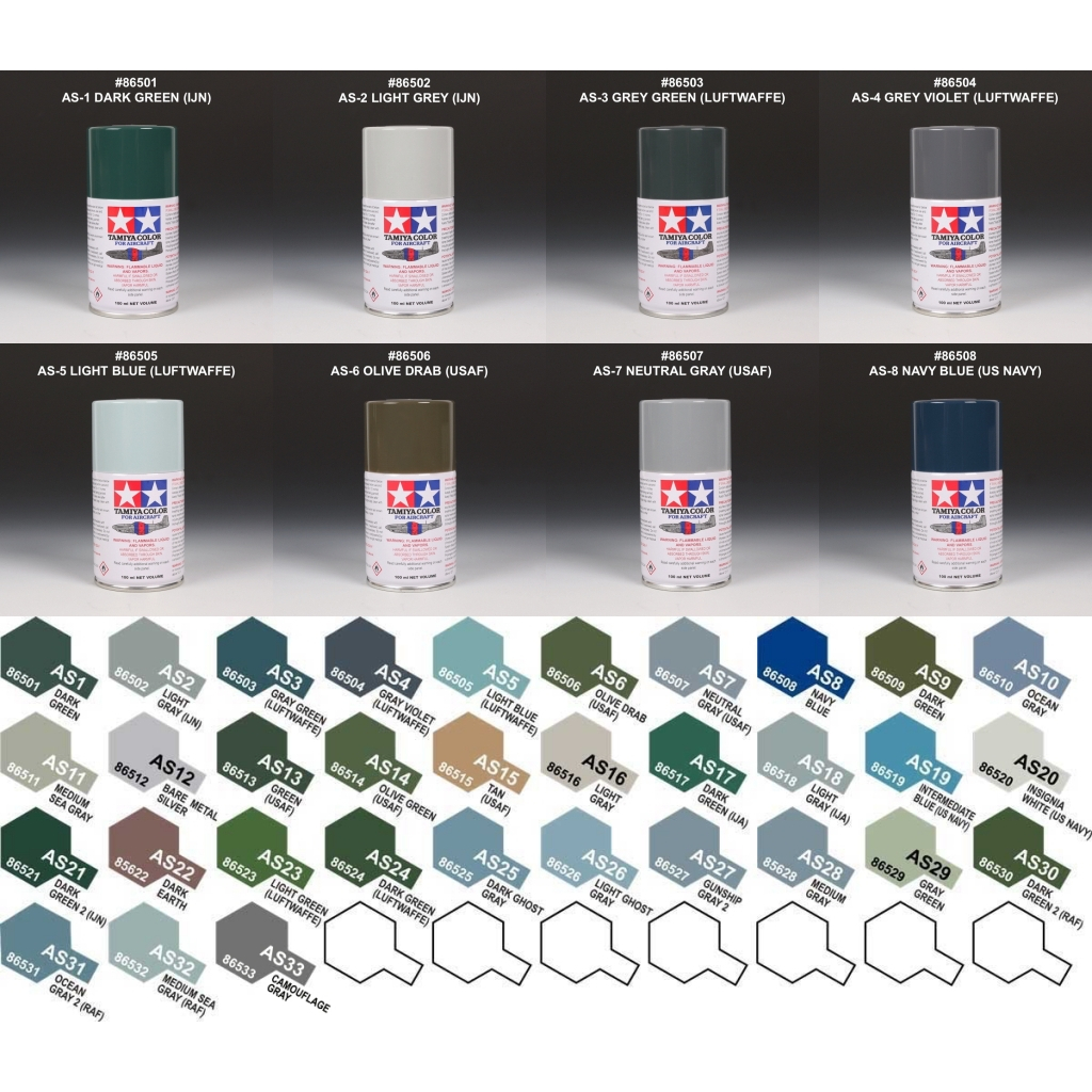 สีสเปรย์ทามิย่า #86501 AS-1 #86502 AS-2 #86503 AS-3 #86504 AS-4 #86505 AS-5 #86506 AS-6 #86507 AS-7 #86508 AS-8