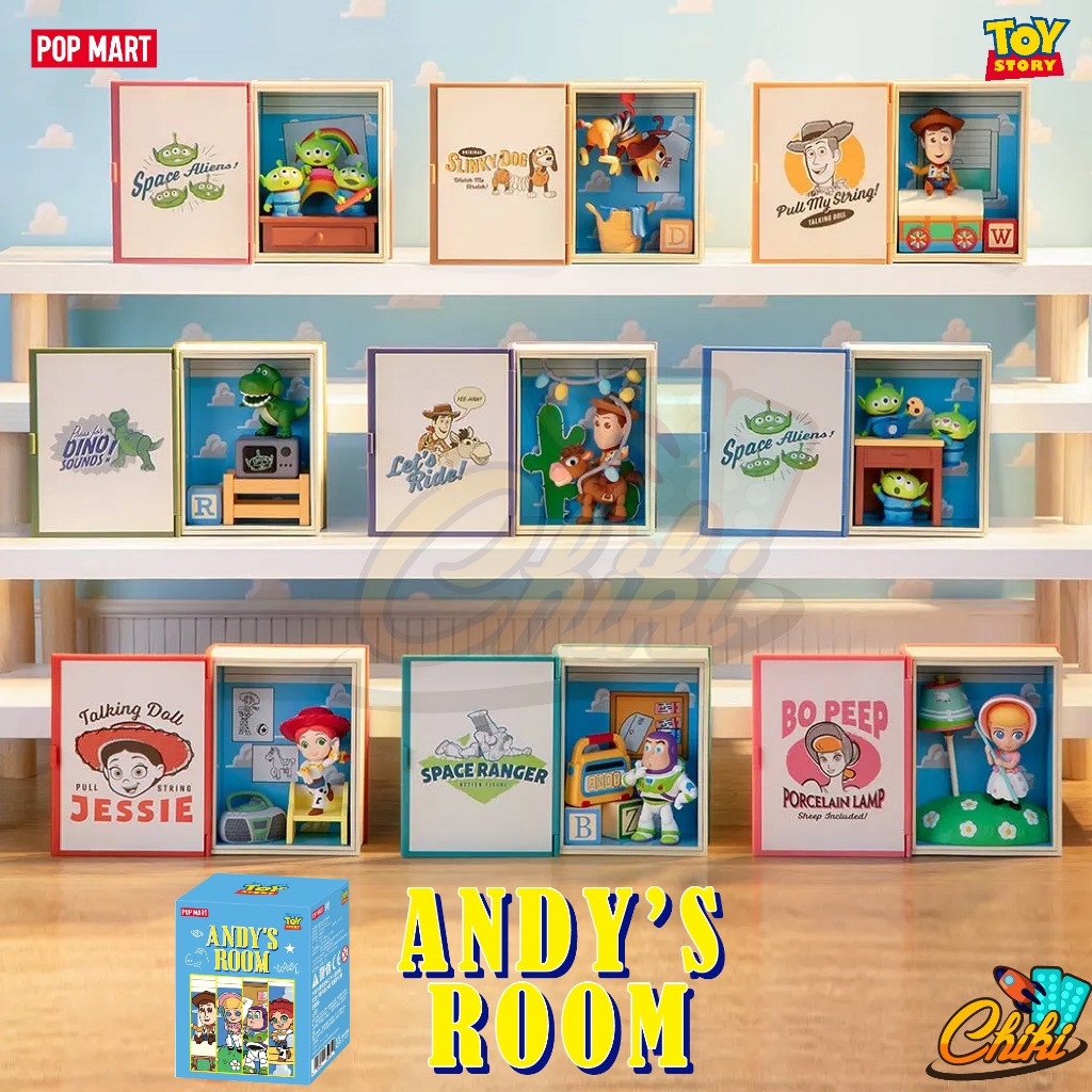 พร้อมส่ง Disney Toy Story Andy's Room Series Scene Sets POP MART ของแท้ 100% จุ่มเดี่ยวแบบสุ่ม