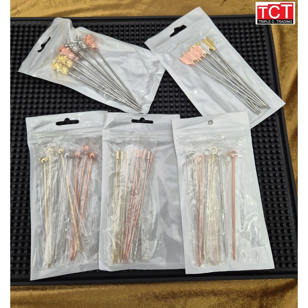 ไม้จิ้มค็อกเทล ไม้เสียบค็อกเทลสแตนเลสอย่างดี  มี 5 แบบให้เลือก (1 แพ็ค มี 9 ชิ้น) Stainless Steel Cocktail Picks - รูปที่ 7