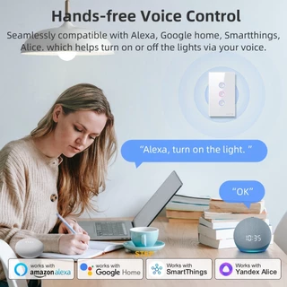 Tuya AVATTO WiFi/Zigbee Switch สวิตซ์สัมผัสปุ่มโค้งแอพ Smart life สั่งเสียง Google Home, Alexa