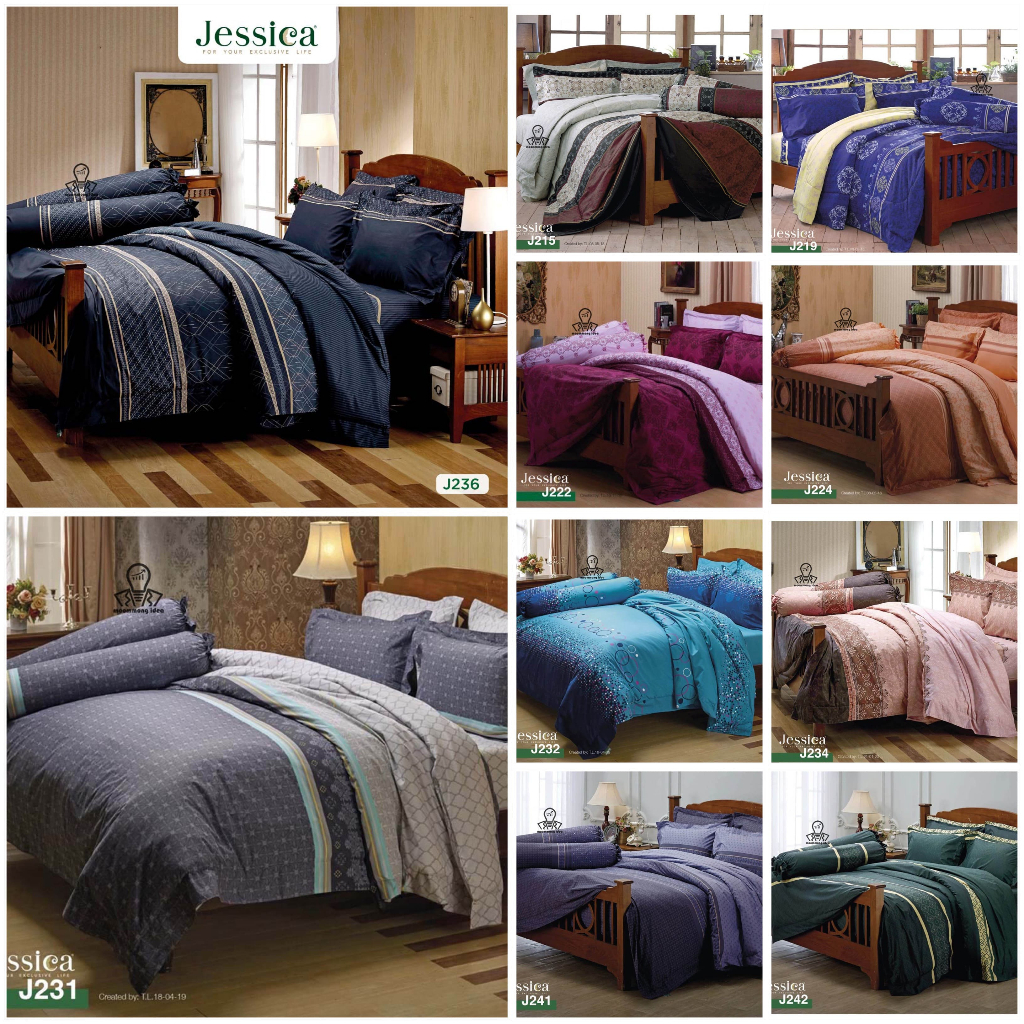 Jessica ชุดผ้าปูที่นอน 3.5/5/6 ฟุต (ไม่รวมผ้านวม) รหัส J ลายดอก พิมพ์ลาย กันไรฝุ่น P.1 J219-236