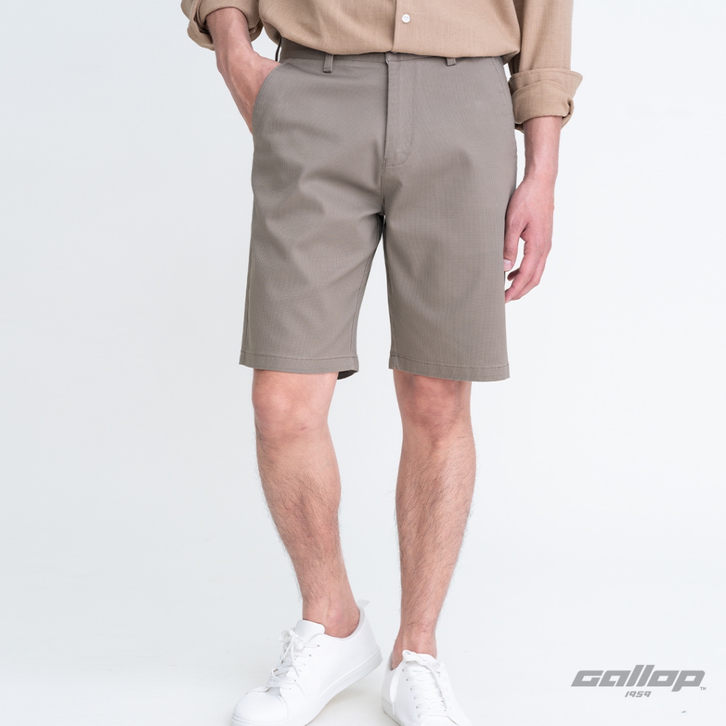 GALLOP : Striped shorts pants กางเกงขาสั้นผ้าทอริ้ว รุ่น GS9029 สี Grey - เทา / ราคาปกติ 1790.-