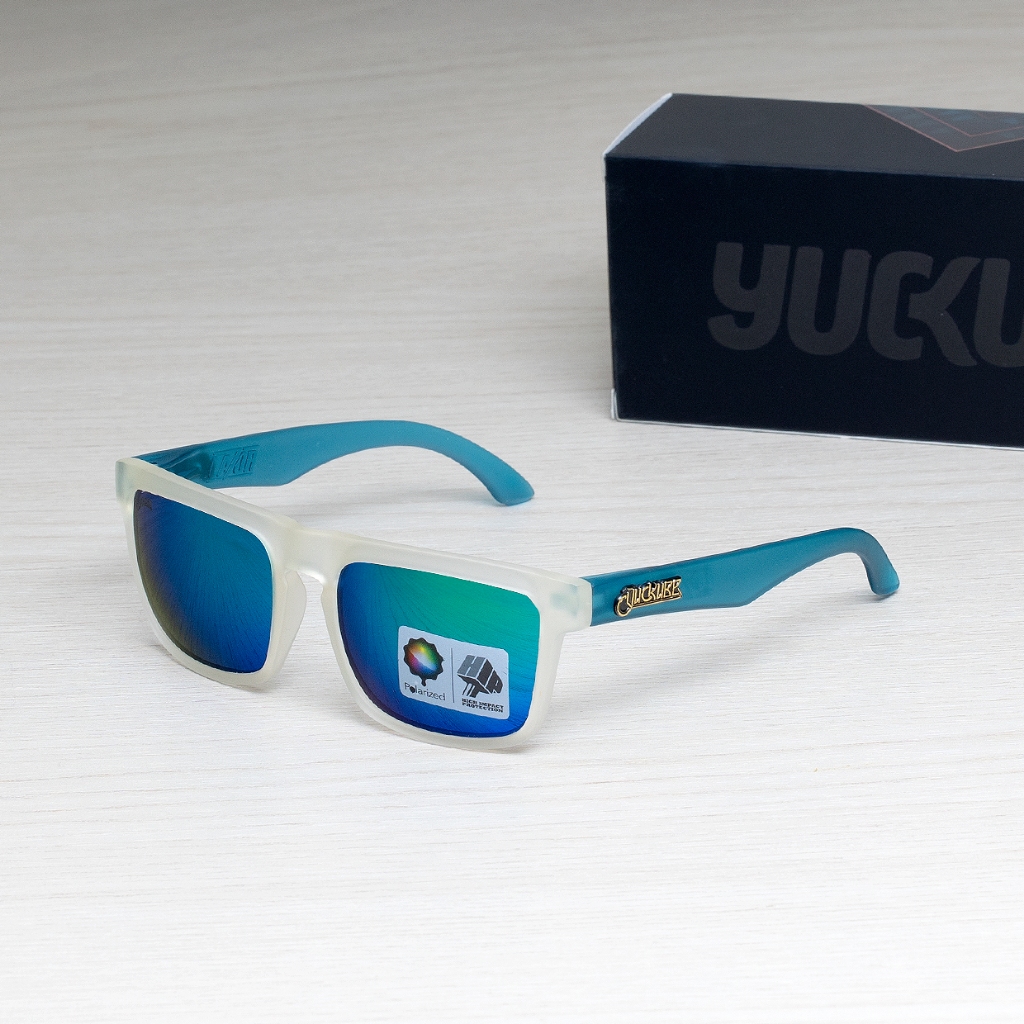 แว่กันแดด Yuckube รุ่น  Lazor 2015 : ใสขุ่น - ขาฟ้า / เลนส์ปรอทฟ้าอมเขียว PL