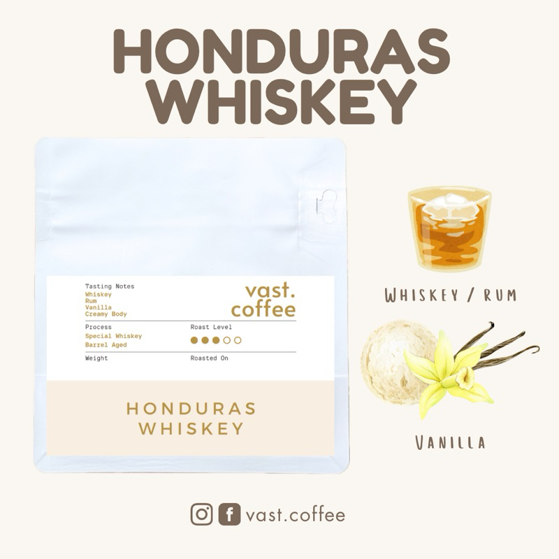 เมล็ดกาแฟคั่ว Honduras Moka Whiskey-Aged by vast.coffee