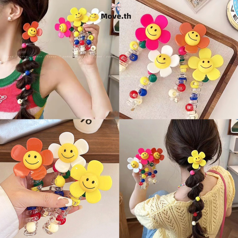 ในไทย-พร้อมส่ง✨ห่วงสปริงเก็บผม ยางรัดผมหางม้า ดอกไม้ที่มีสีสัน น่ารักหวาน สไตล์เกาหลี แฟชั่นสําหรับผู้หญิง ความยืดหยุ่นส