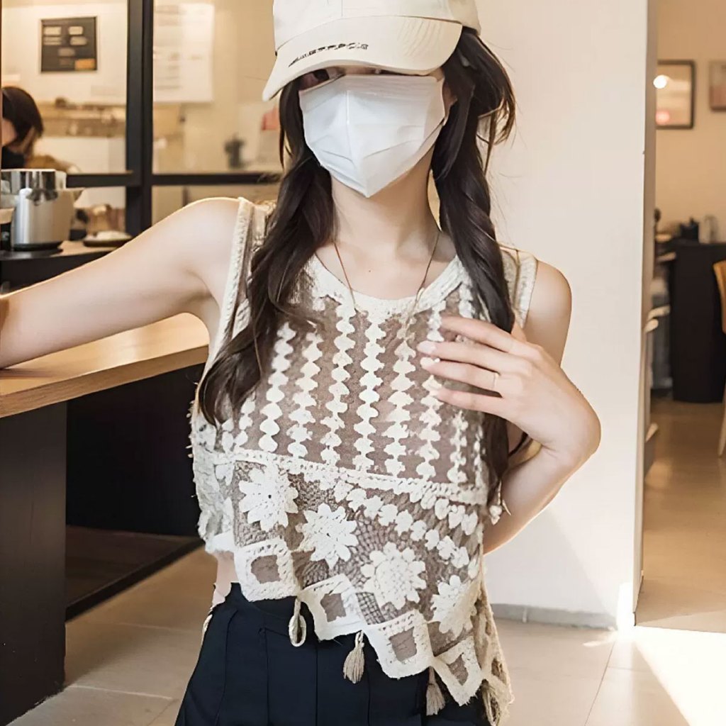 เสื้อกั๊กกลวง เสื้อครอปเซ็กซี่ เสื้อกั๊กสไตล์โบฮีเมียนวันหยุดริมทะเล