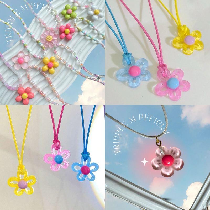 สายคอจี้ดอกไม้สุดฮิต สีสดใส พร้อมส่ง