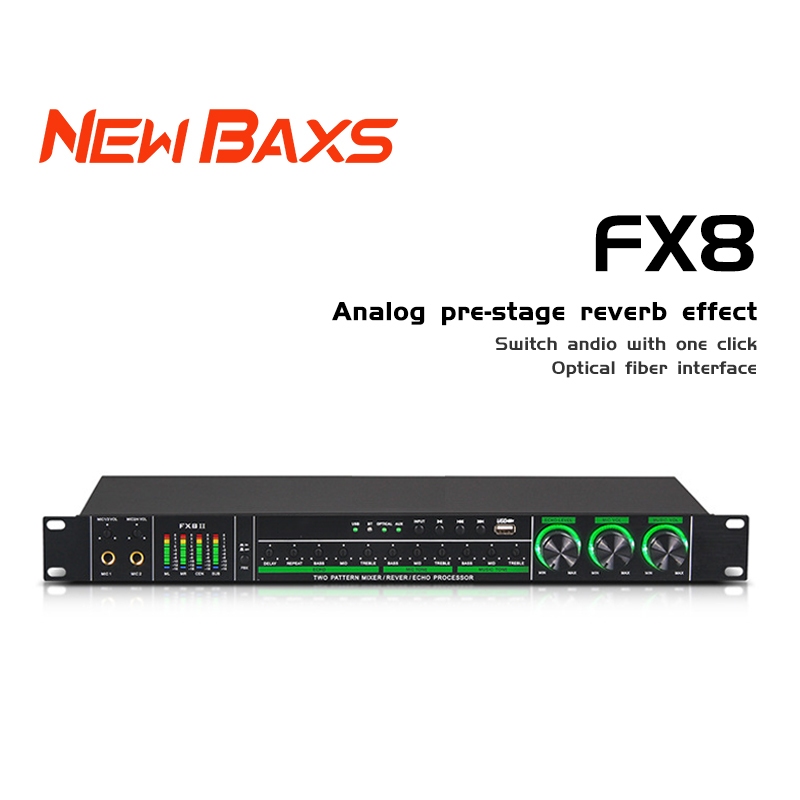 Newbaxs FX8 preamplifier เครื่องเล่นมืออาชีพ, เอาต์พุต 2 ช่องเสียงเบสสูง, ปานกลางและต่ำ, รองรับการเล่น Bluetooth/USB/MP3