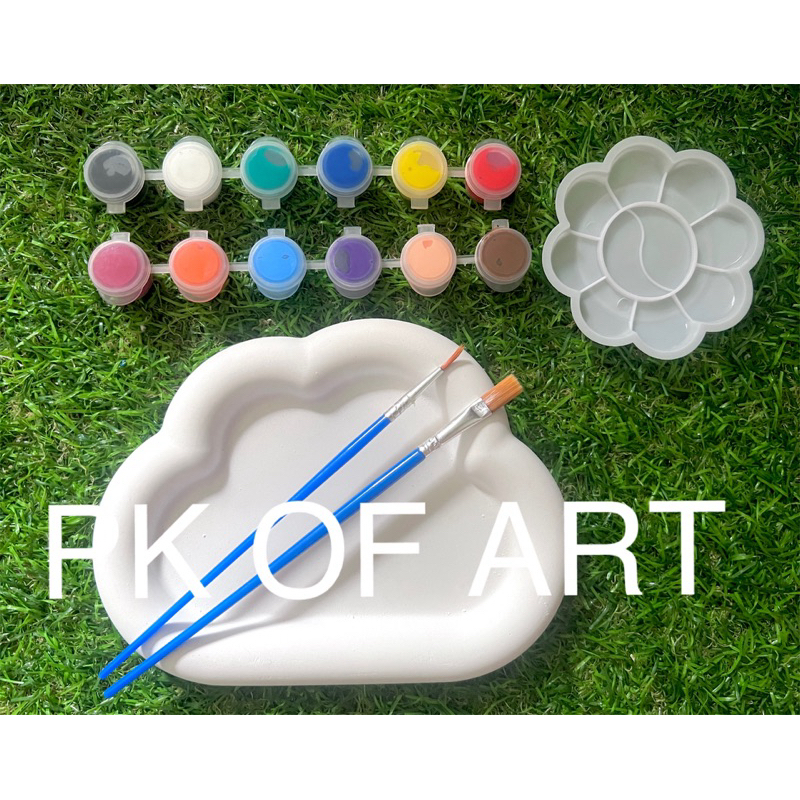 จานปูนพลาสเตอร์ ระบายสีปูนพลาสเตอร์ ยกเซ็ทสี จานสี สินค้าพร้อมส่ง