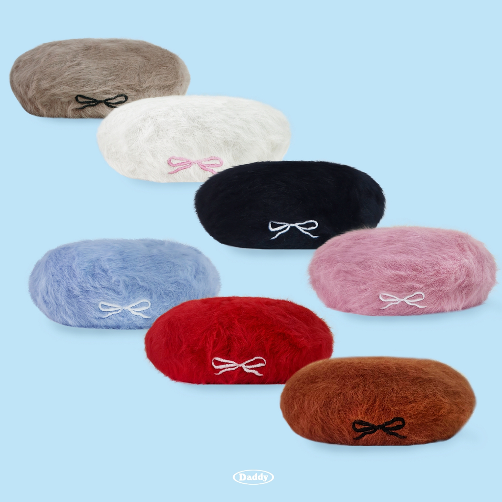DADDY | Ribbon Beret หมวกเบ่เร่ต์ สไตล์ Fluffy มี 7 สี สุดน่ารัก