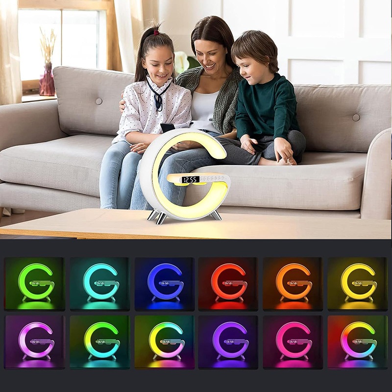 JQTH เสียงบลูทูธ G63 โคมไฟนาฬิกาข้างเตียงที่มีสีสันไร้สายชาร์จลำโพงบลูทูธบลูทูธมัลติฟังก์ชั่น