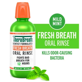 น้ำยาบ้วนปาก TheraBreath, Fresh Breath, Oral Rinse, Mild Mint, 16 fl oz (473 ml)