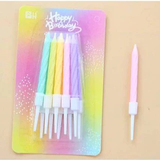 เทียนวันเกิด รุ่นเกลียวสั้น แพค10เล่ม (สีหวานใหม่)