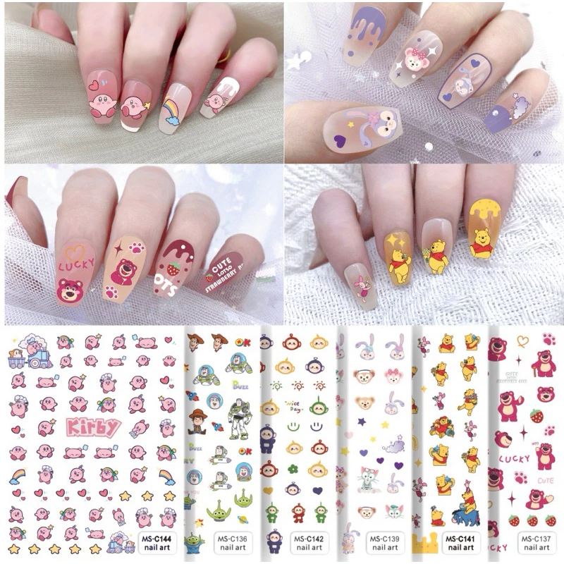 สติกเกอร์การ์ตูนแบรนด์ติดเล็บ สติกเกอร์ตกแต่งหน้าเล็บ ลายน่ารักคิ้วท์ๆ สินค้าพร้อมส่ง🇹🇭