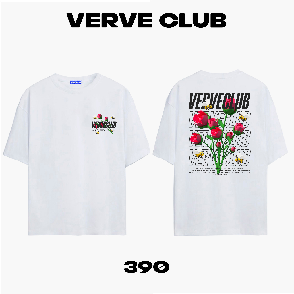 CASSIUS PREMIUM COTTON OVERSIZE เสื้อยืดสกรีนลาย พรีเมี่ยม VERVE ROSE BEE