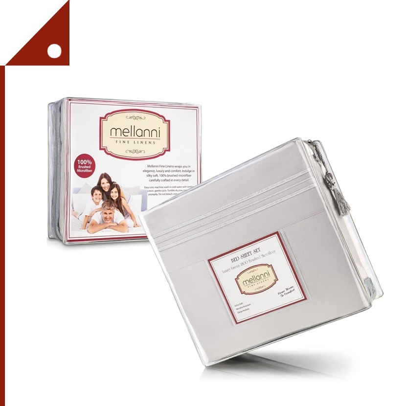 Mellanni : MLN028738* ชุดผ้าปูที่นอน King Size Sheet Set - Hotel Luxury 1800 Bedding Sheets  - 4 Pie