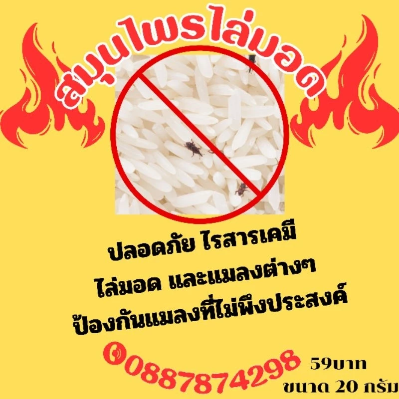 ไล่มอดในข้าวสาร สมุนไพรไล่มอด(20กรัม)5แถม1