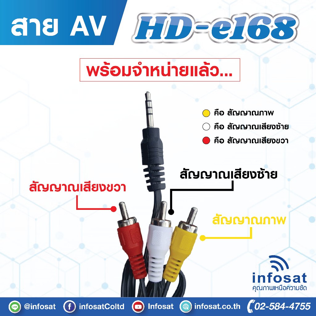 สาย AV 1 in 3 Out (สำหรับกล่อง INFOSAT HD- Q168 และe168 )