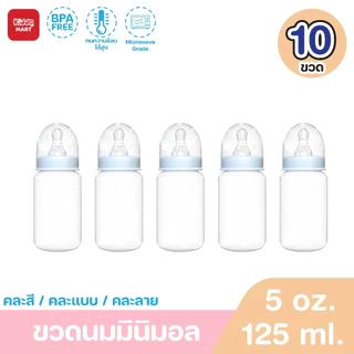 [10ขวด] ขวดนมคอแคบ 5 ออนซ์ และ 9 ออนซ์ ไม่มีลาย ต้ม ลวก นึ่ง อบได้ 110องศา แบบมินิมอล สะอาดตา