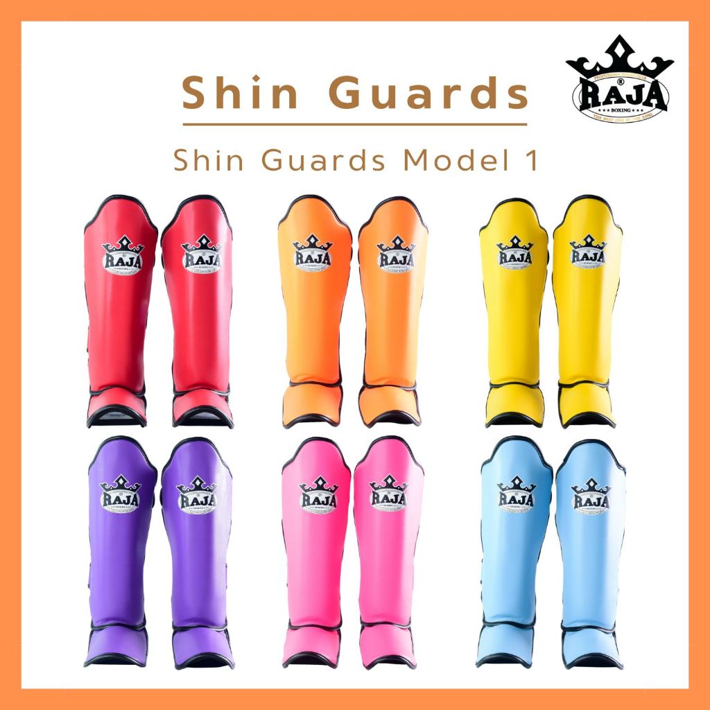 สนับแข้ง สนับแข้งมวยไทย อุปกรณ์ซ้อมมวย RAJA BOXING Shin Guards Model 1 (หนังไมโครไฟเบอร์ 100%)