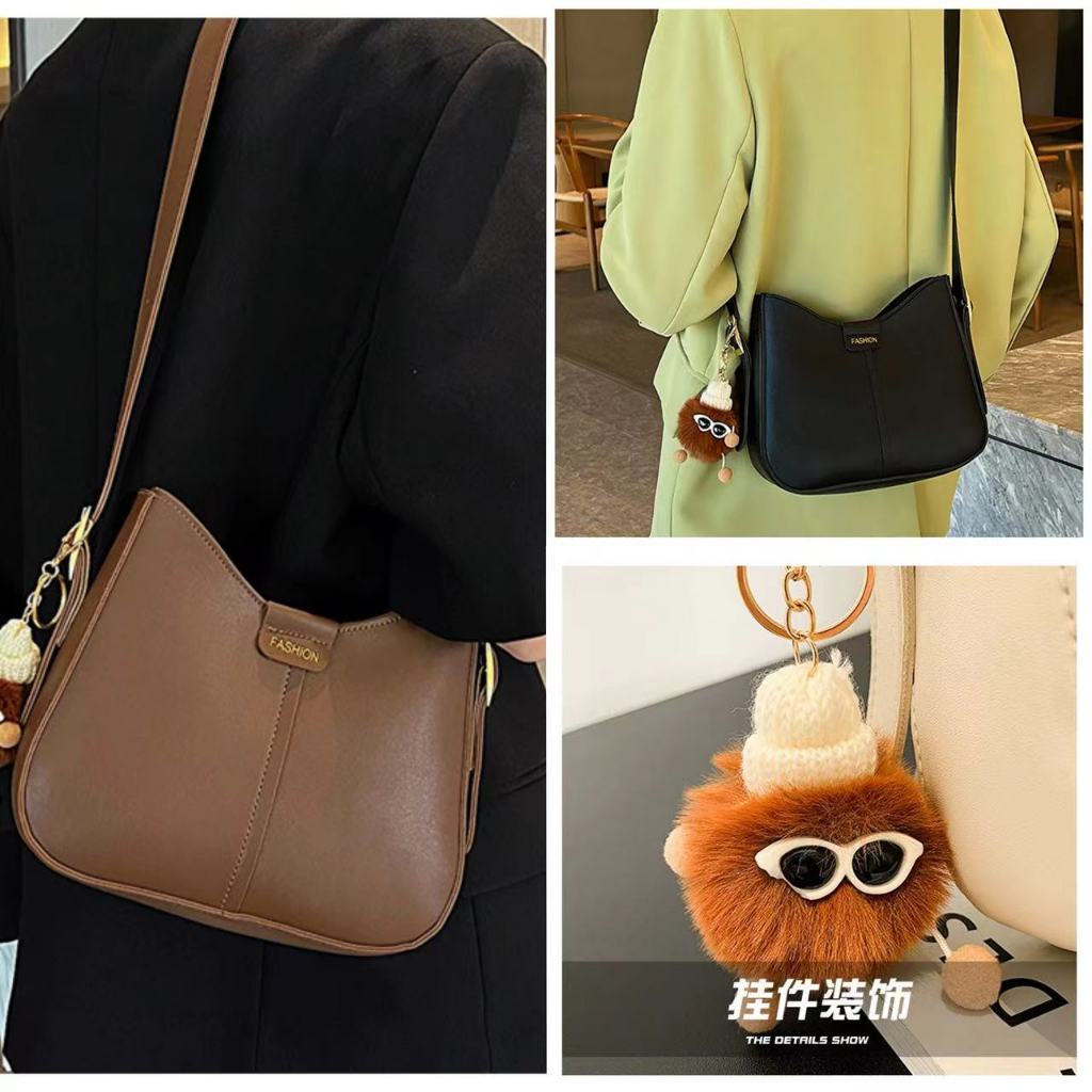 【พร้อมส่ง-ราคารดี】กระเป๋าสะพายข้าง สไตล์เกาหลี กระเป๋าแฟชั่น  จุกของได้เยอะ  มีซิป มีตัวห้อย
