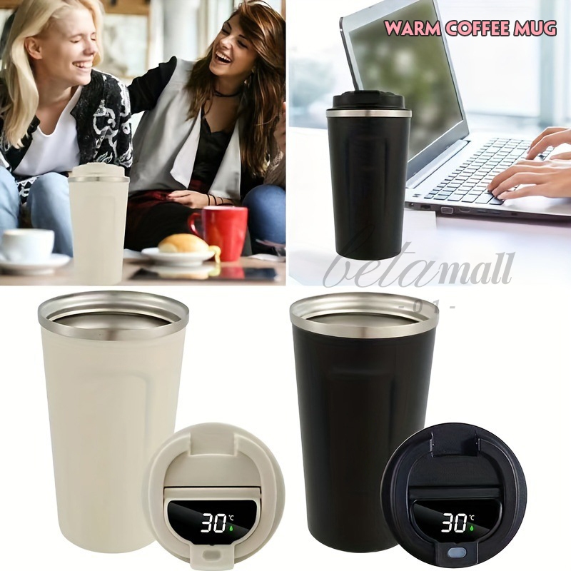 แก้วกาแฟ หน้าจอ LED สามารถใส่ร้อนใส่เย็นได้ 510ml เก็บอุณหภูมิได้นาน สแตนเลส บอกอุณหภูมิได้ B0136