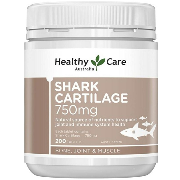 Healthy Care Shark Cartilage 750mg (200เม็ด) บำรุง แก้ปวดข้อ เข่า กระดูก แบรนด์ดังออสเตรเลีย EXP 06/27