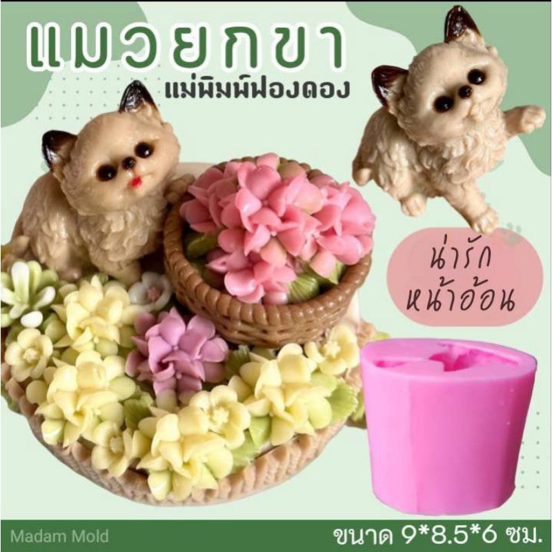 แม่พิมพ์ฟองดอง สำหรับทำขนมวุ้น และขนมต่างๆ รูป แมวยกขา
