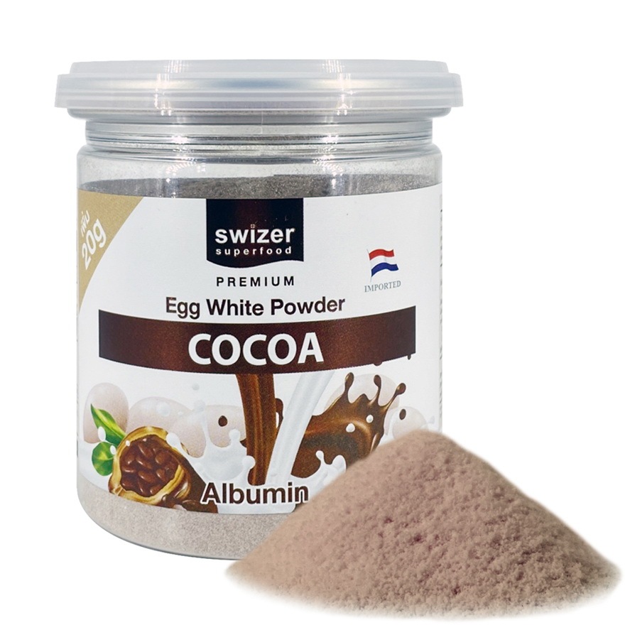 โปรตีนไข่ขาวขนิดผง รสโกโก้ Albumin Egg White Powder Cocoa (120กรัม/กระปุก)