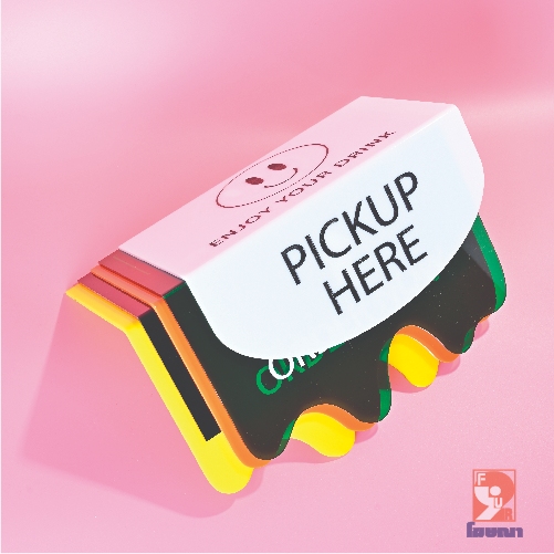 ป้ายอะคริลิคติดหน้าเคาน์เตอร์ สั่งทำ สไตล์มินิมอล วางโต๊ะ PICKUP HERE / ORDER NOW