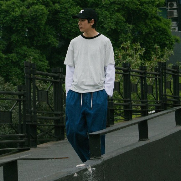 Striped double sleeve tee