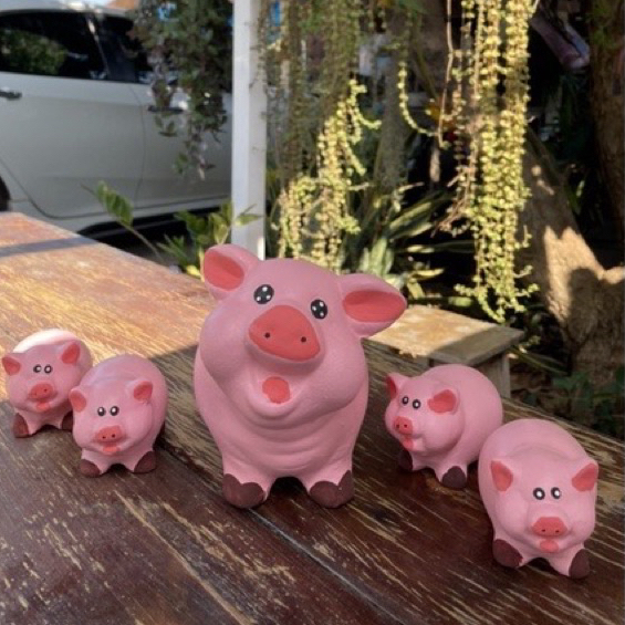 ตุ๊กตาเซรามิกครอบครัวน้องกระต่ายสีขาว 1 ชุดได้ 4 ตัว
