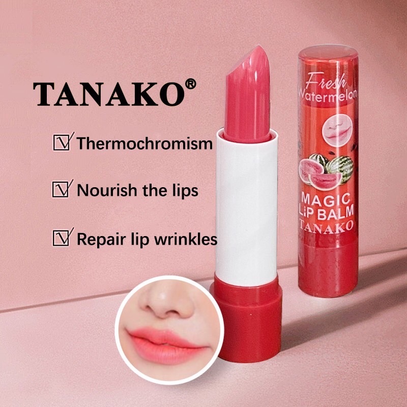 (HT044) TANAKO Magic Lip Balm ลิปบาล์มแตงโม ลิปมัน ลิปบาล์มเปลี่ยนสี ช่วยบำรุงปาก เพิ่มความชุ่มชื้น (ขนาด 3.5 ก.)