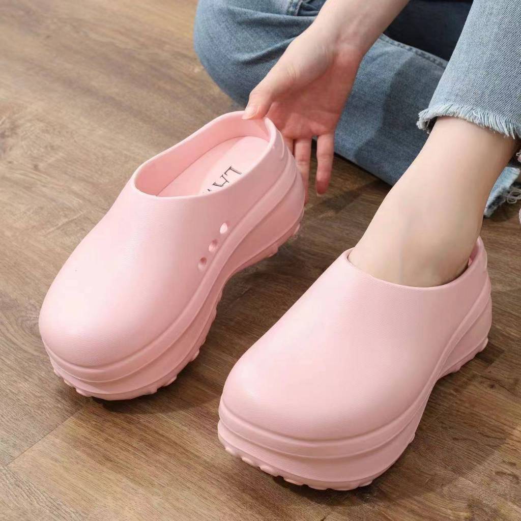 nice 2 feet u พร้อมส่งจากไทย NEW233 รองเท้าแตะหัวโตเปิดส้น พื้นสูง6cmพื้นนุ่มใส่สบาย รองเท้าแฟชั่นสำหรับผู้หญิง