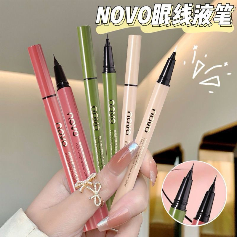 6144 (ใหม่/แท้) NOVO eyeliner อายไลน์เนอร์ ขนาด 0.01 มิล สีชัด เส้นคม ติดทน กันน้ำ
