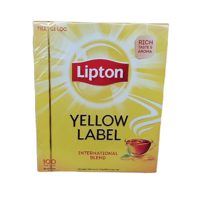 Lipton ลิปตันชาผงชนิดซองฉลากเหลือง กล่อง 100 ซอง × 2 กรัม