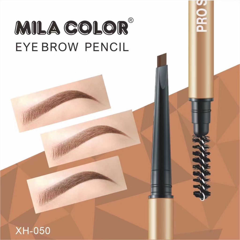 (XH050) MILA COLOR Eyebrow Pencil ดินสอเขียนคิ้ว พร้อมแปรงปัดขนคิ้ว เขียนง่าย กันน้ำ กันเหงื่อ ติดทนนาน (ขนาด 0.2 ก.)